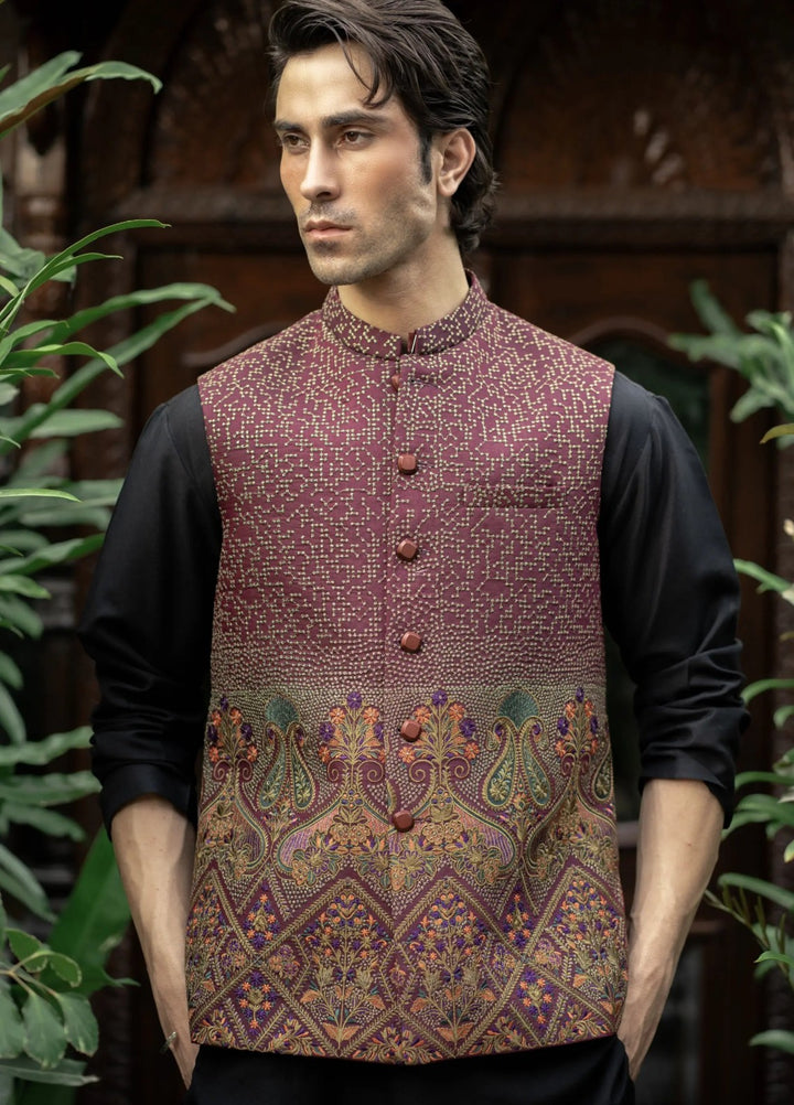 Stylish Garments Mens Waistcoat RTW Embroidered Mesuri Waistcoat Suit W-2867-1 Festive Collection