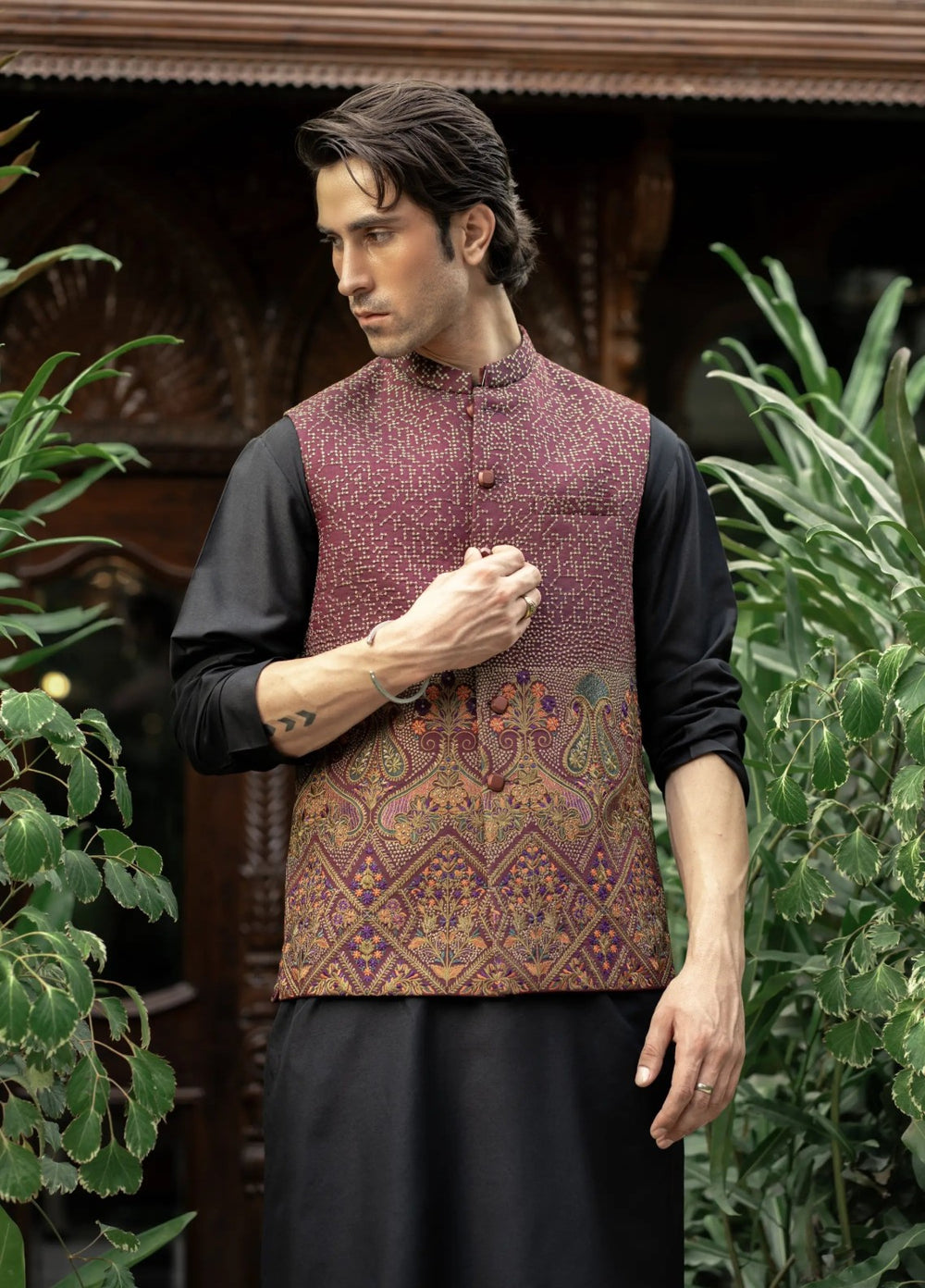 Stylish Garments Mens Waistcoat RTW Embroidered Mesuri Waistcoat Suit W-2867-1 Festive Collection