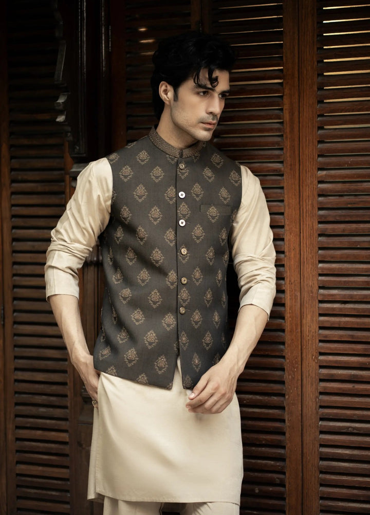 Stylish Garments Mens Waistcoat RTW Embroidered Mesuri Waistcoat Suit W-2891 Festive Collection