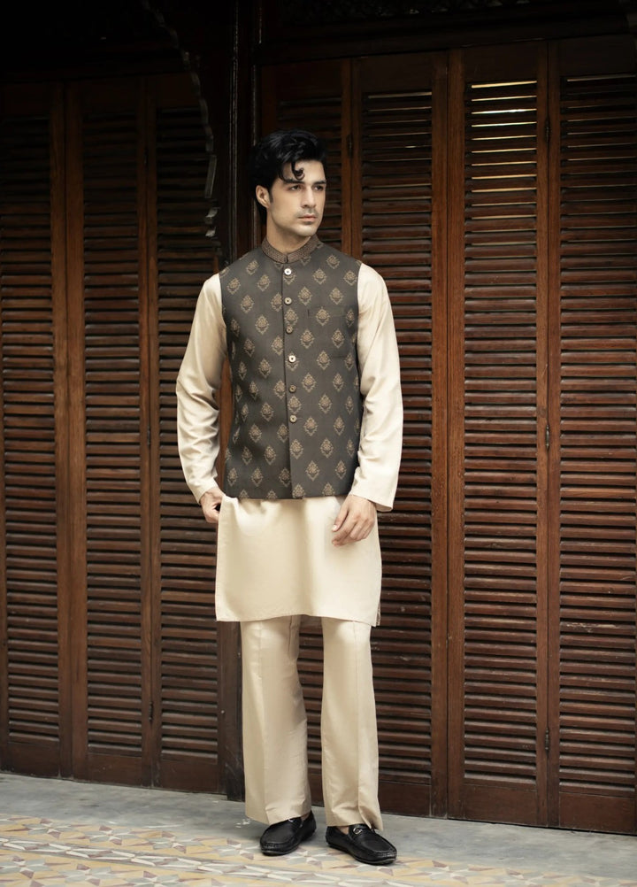 Stylish Garments Mens Waistcoat RTW Embroidered Mesuri Waistcoat Suit W-2891 Festive Collection