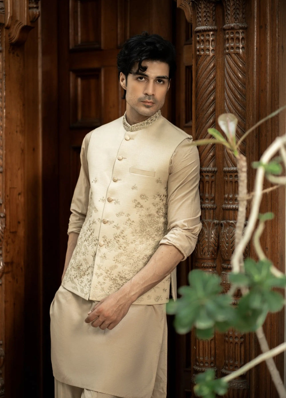 Stylish Garments Mens Waistcoat RTW Embroidered Mesuri Waistcoat Suit W-3014 Festive Collection