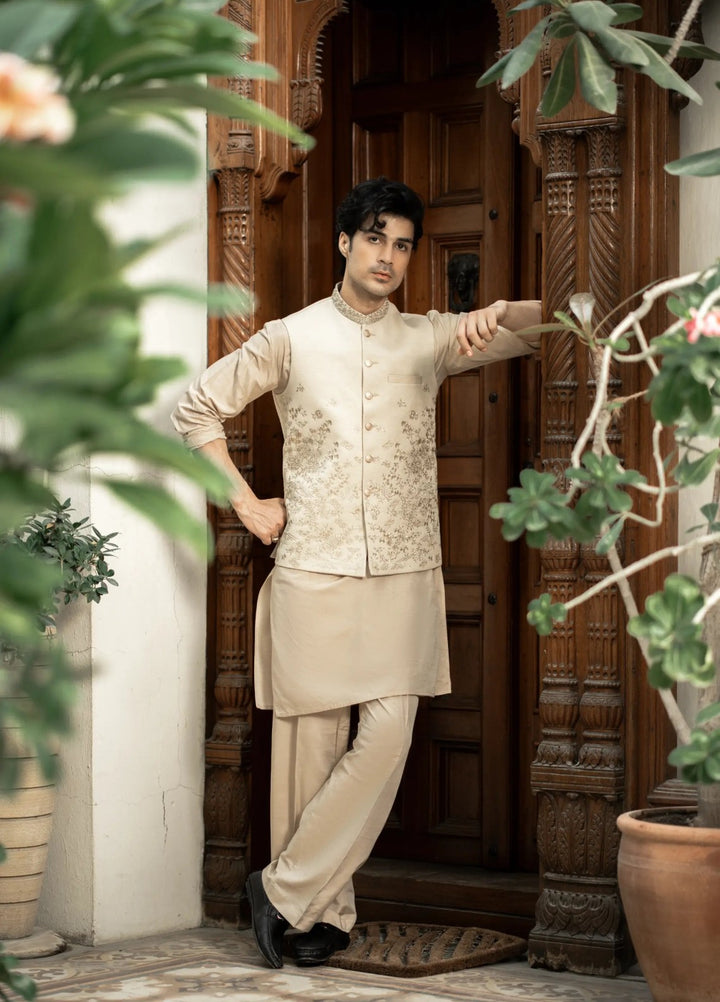 Stylish Garments Mens Waistcoat RTW Embroidered Mesuri Waistcoat Suit W-3014 Festive Collection
