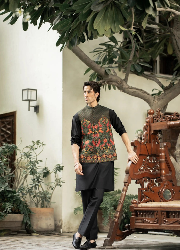 Stylish Garments Mens Waistcoat RTW Embroidered Mesuri Waistcoat Suit W-2899 Festive Collection