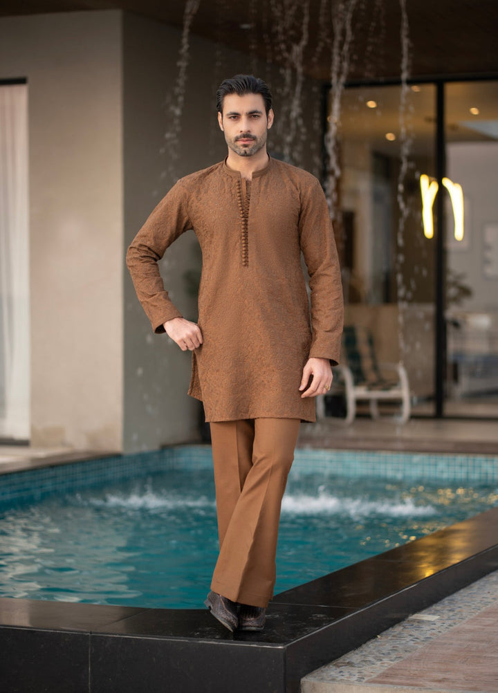 Stylish Garments Mens RTW Embroidered Suiting Kurta Pajama Suit FD-5067 Festive Collection