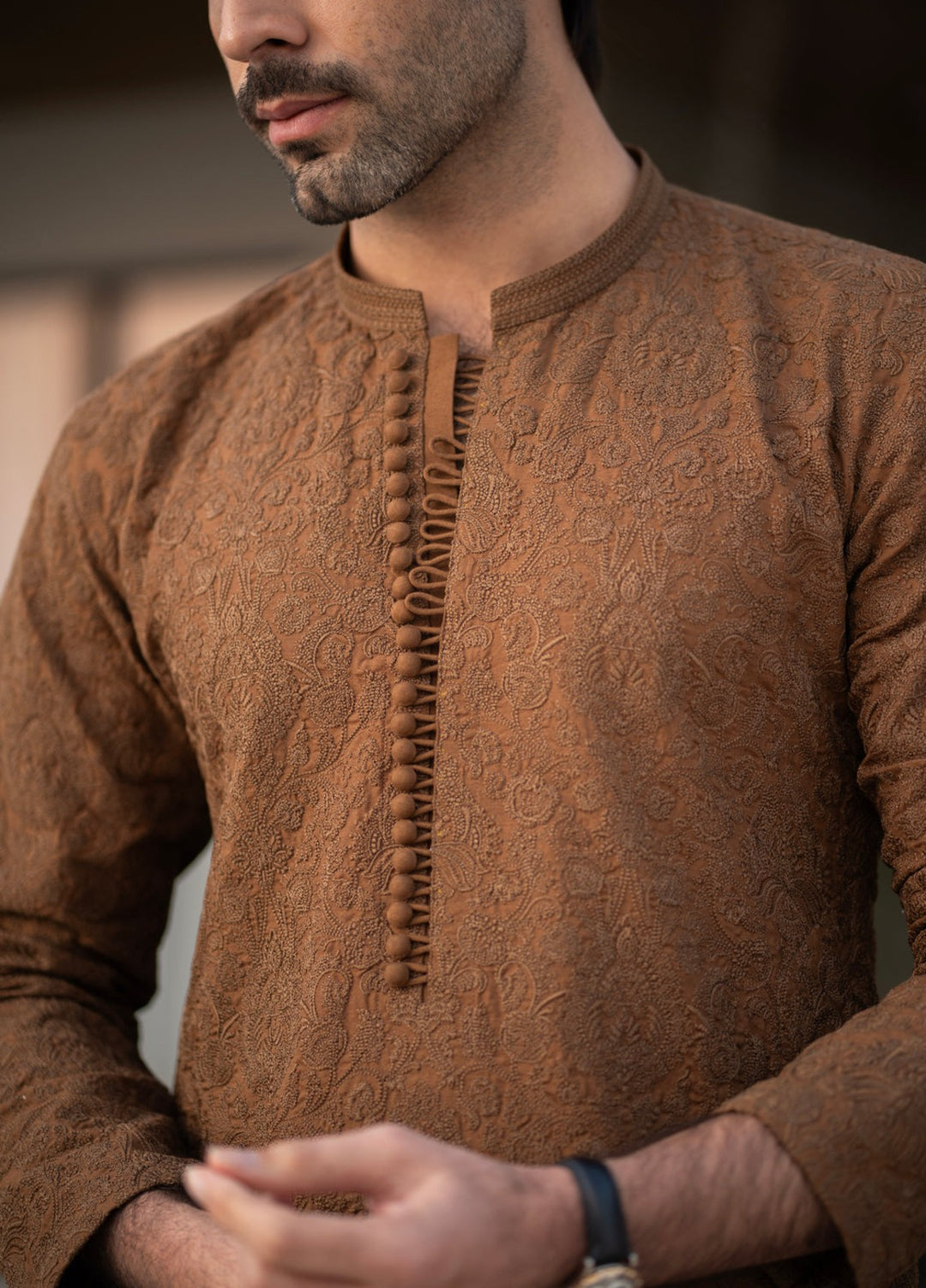 Stylish Garments Mens RTW Embroidered Suiting Kurta Pajama Suit FD-5067 Festive Collection