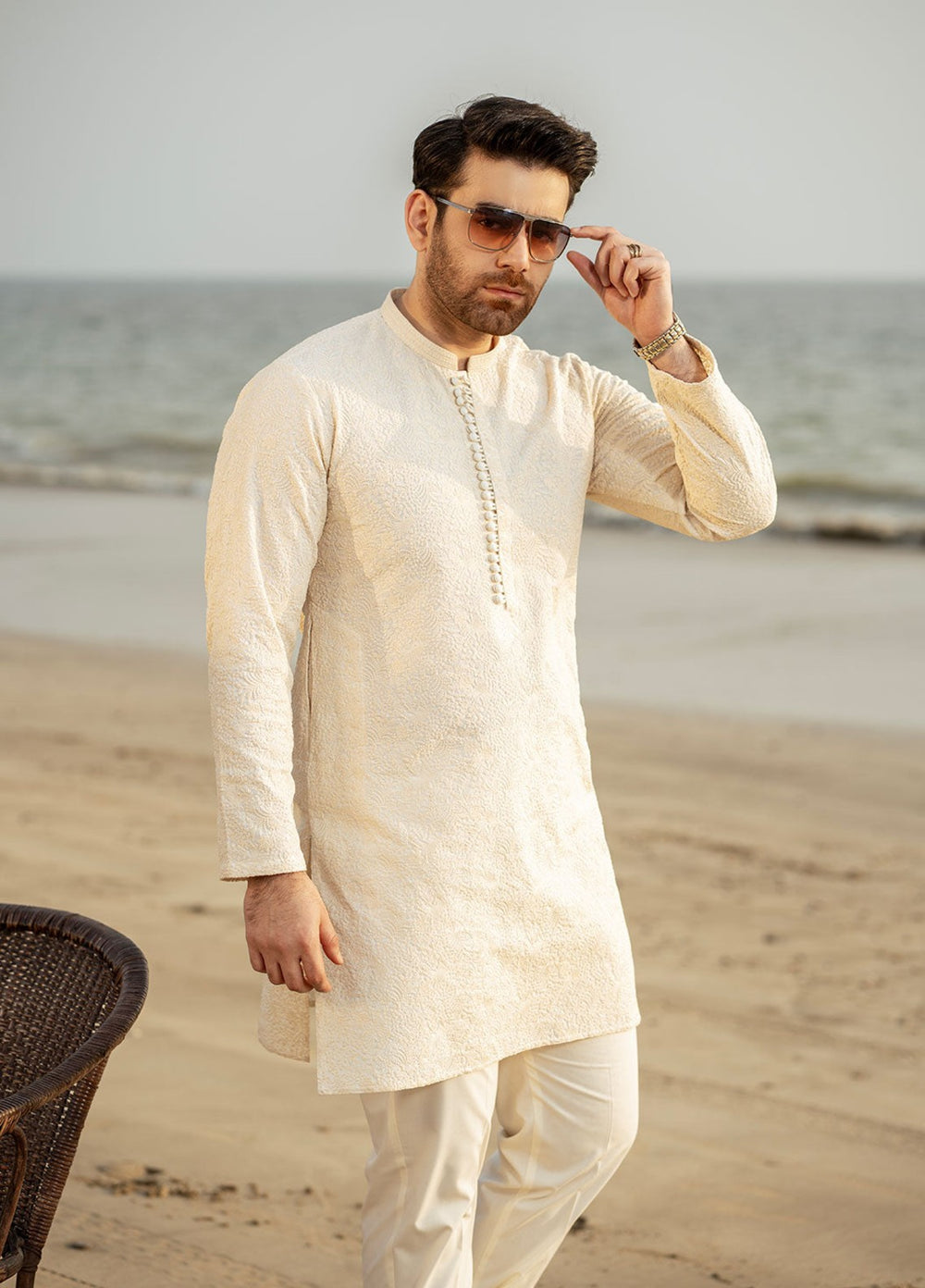 Stylish Garments Mens RTW Embroidered Cotton Kurta Pajama Suit FD-5066 Festive Collection