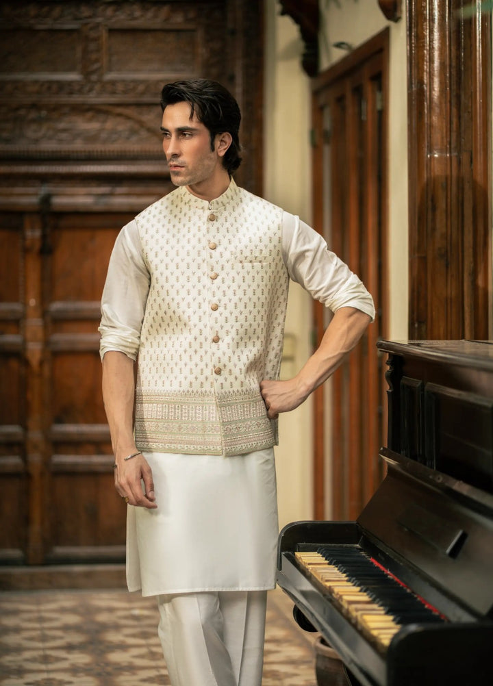 Stylish Garments Mens Waistcoat RTW Embroidered Mesuri Waistcoat Suit W-3006 Festive Collection