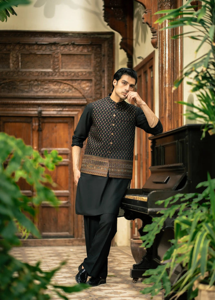 Stylish Garments Mens Waistcoat RTW Embroidered Mesuri Waistcoat Suit W-3010 Festive Collection