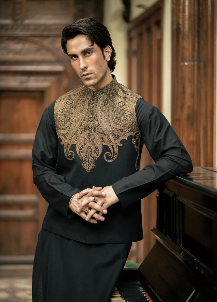 Stylish Garments Mens Waistcoat RTW Embroidered Mesuri Waistcoat Suit W-3016 Festive Collection