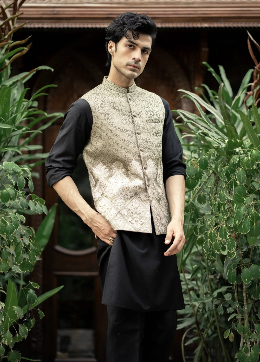 Stylish Garments Mens Waistcoat RTW Embroidered Mesuri Waistcoat Suit W-2867 Festive Collection