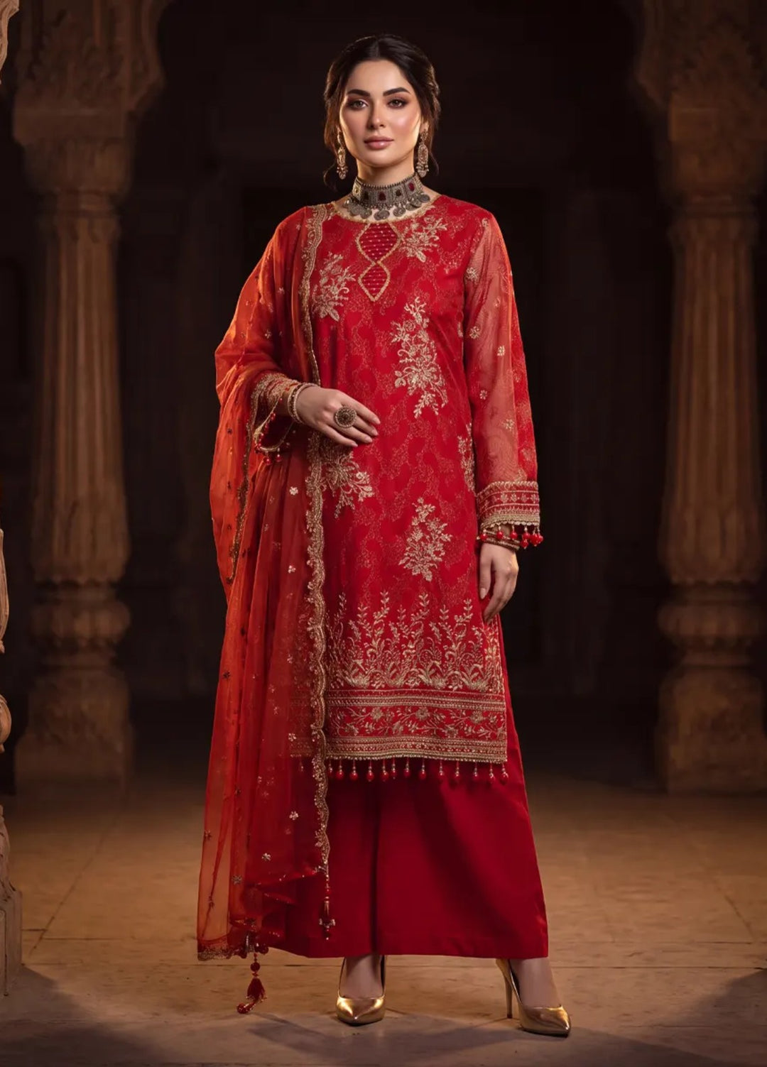 Salitex Unstitched Embroidered Khaadi Net 3 Piece Suit SUNS8JI515 Festive Collection