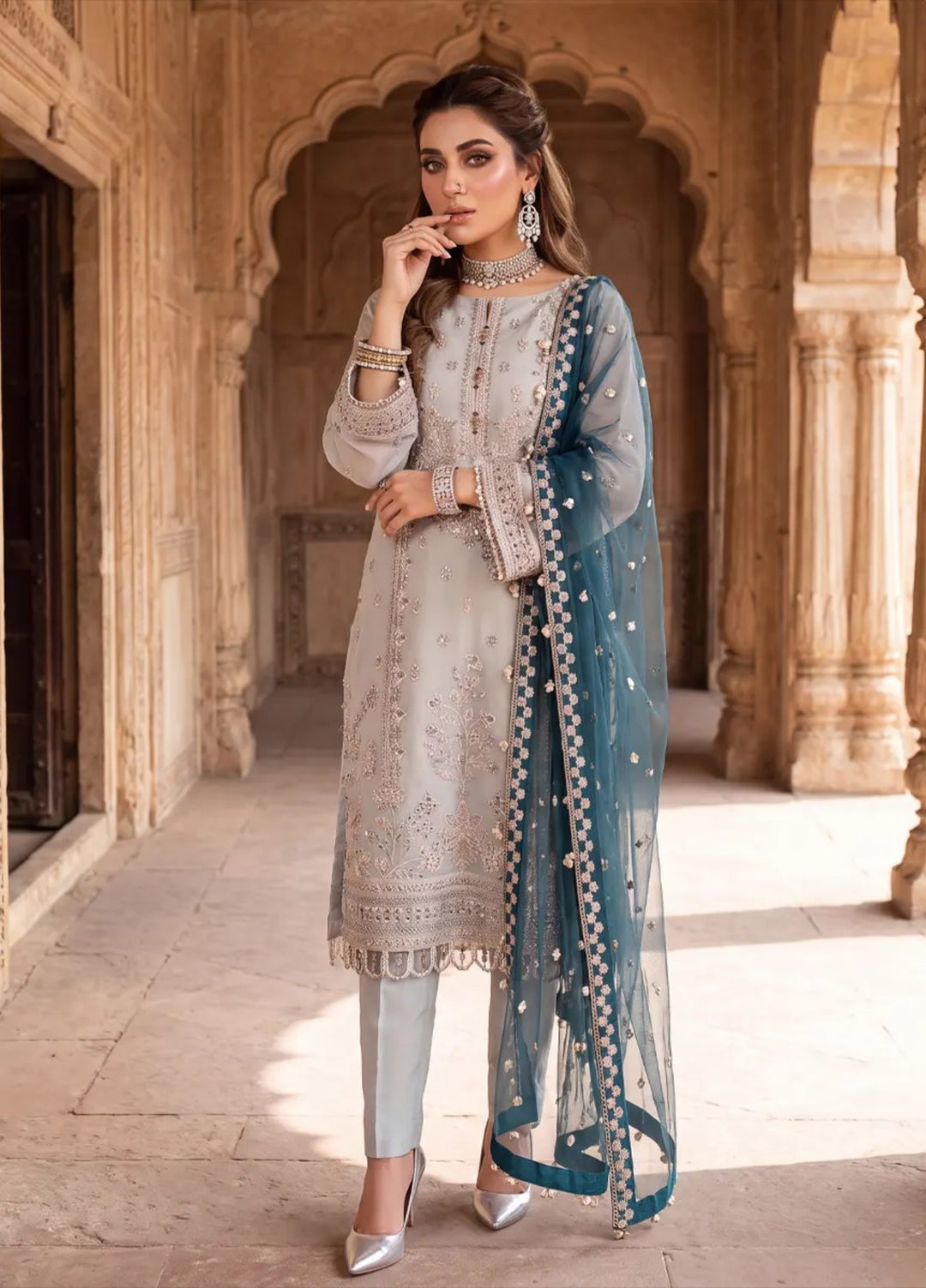 Salitex Unstitched Embroidered Organza 3 Piece Suit SUNS8JI507 Festive Collection