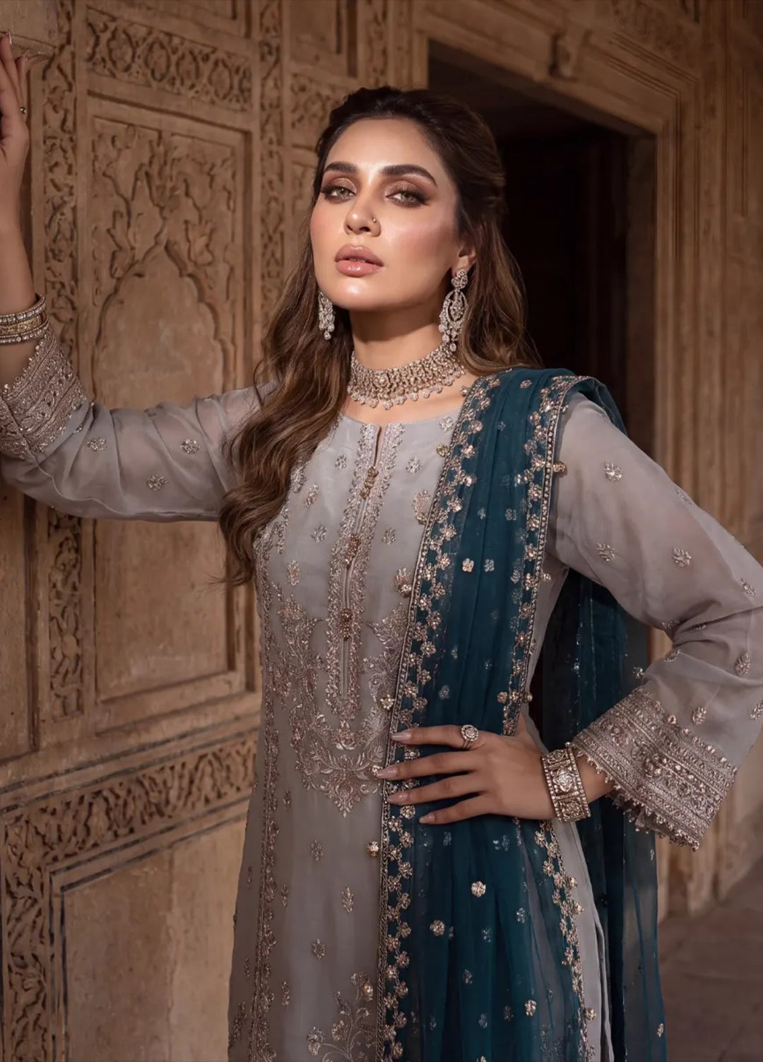 Salitex Unstitched Embroidered Organza 3 Piece Suit SUNS8JI507 Festive Collection