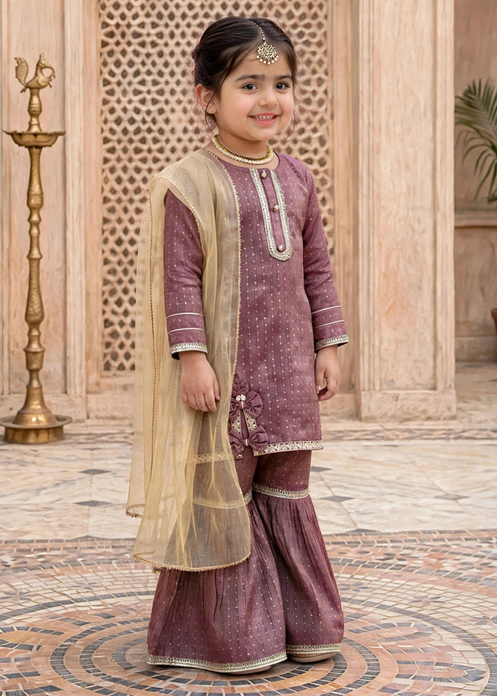 Modest Girls RTW Printed Mesuri 3 Piece Suit 11420 Magenta Festive Collection