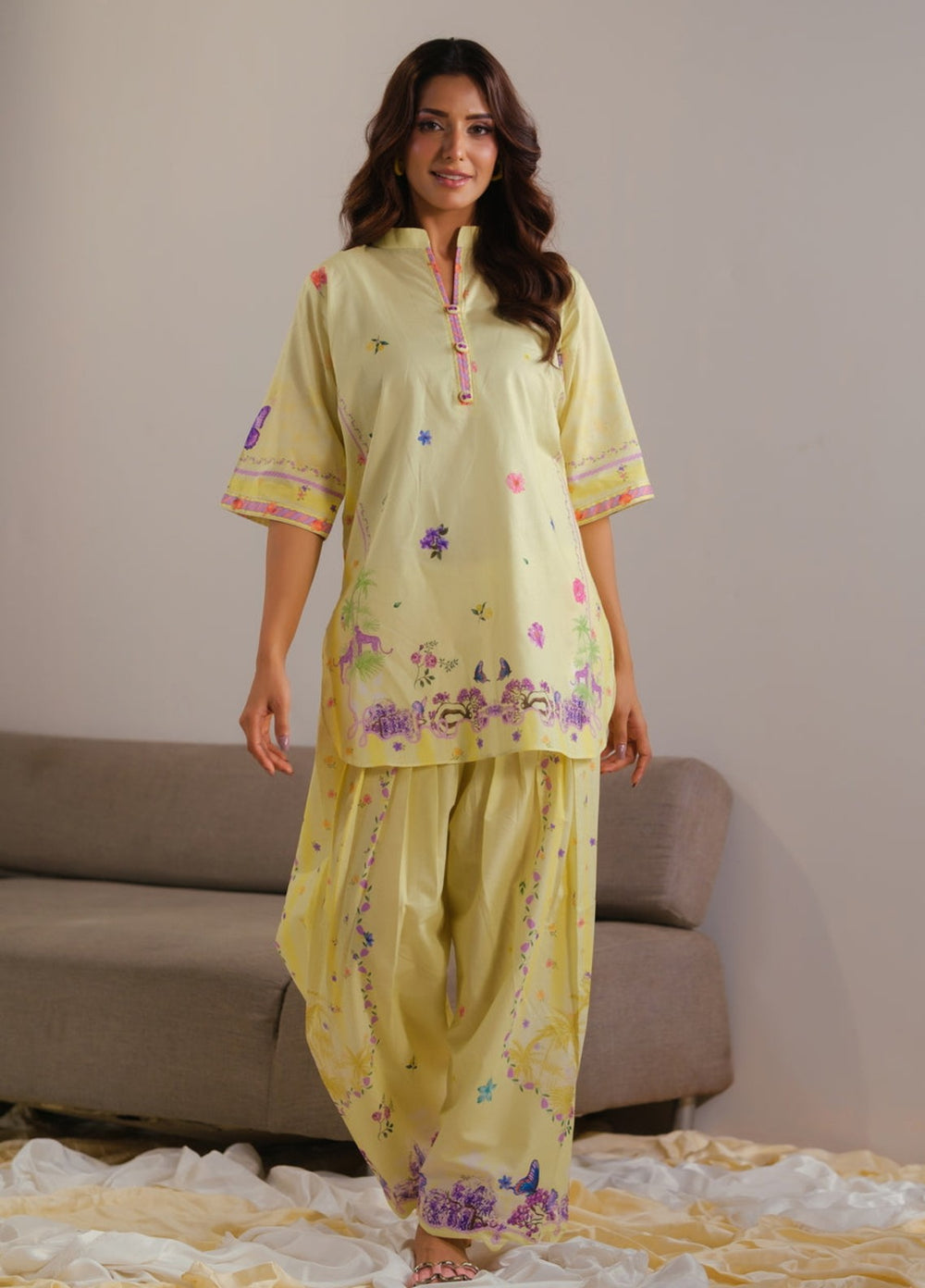 Sprinkles Women RTW Printed Cotton 2 Piece Suit Yellow Radiance Summer Collection