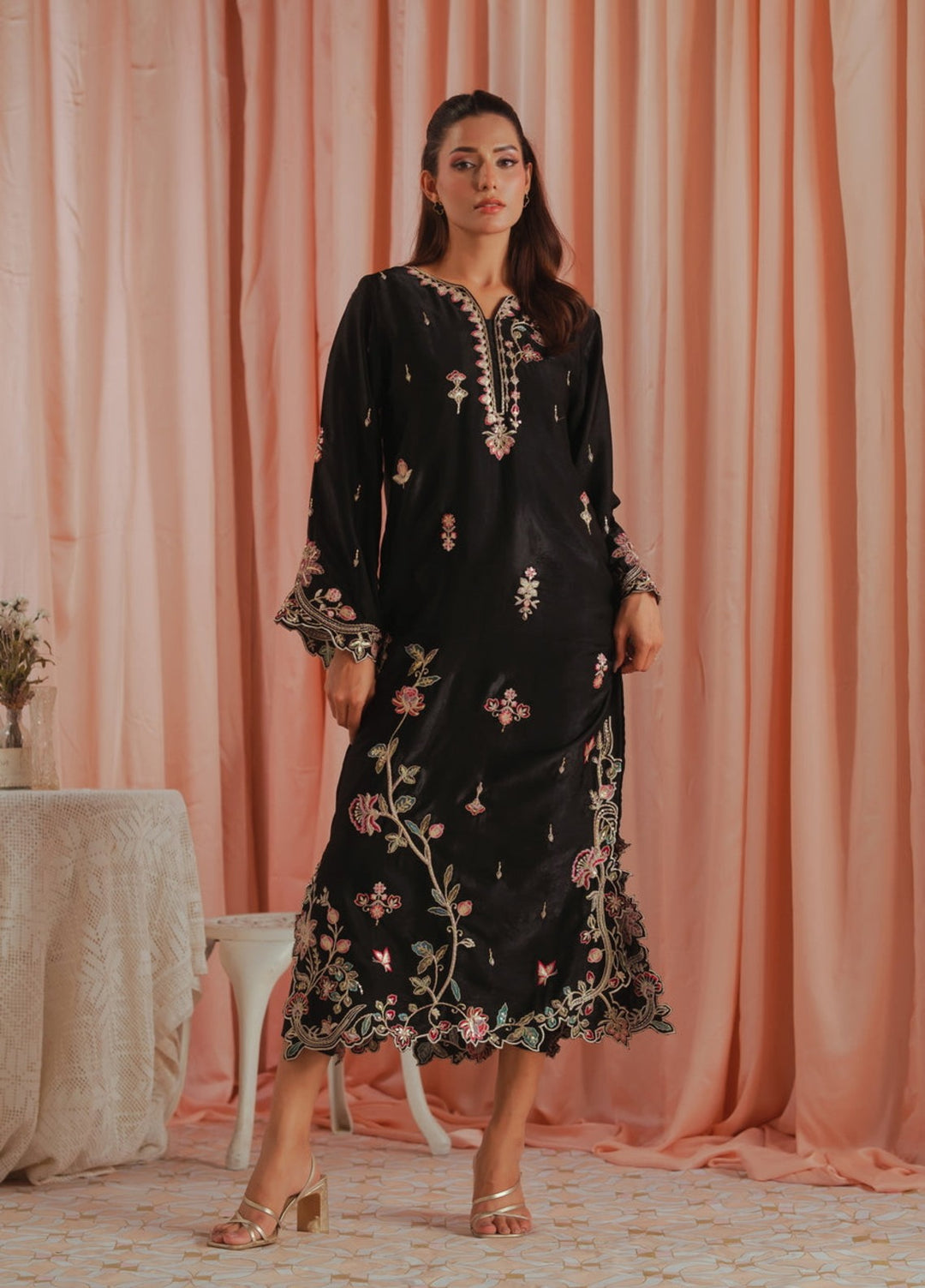 Sprinkles Women RTW Embroidered Suede 1 Piece Suit Gothic Rose Summer Collection