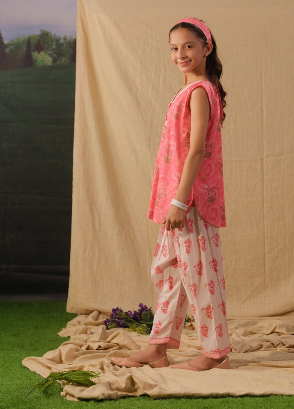 Sprinkles Girls RTW Printed Cotton 2 Piece Suit Pink Radiance Summer Collection