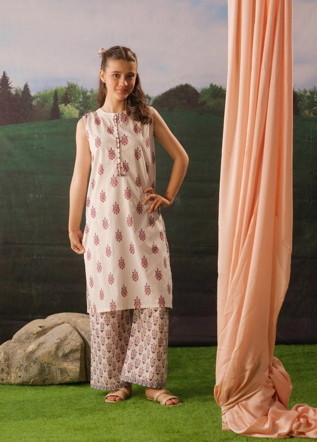 Sprinkles Girls RTW Printed Cotton 2 Piece Suit Pearl Flora Summer Collection