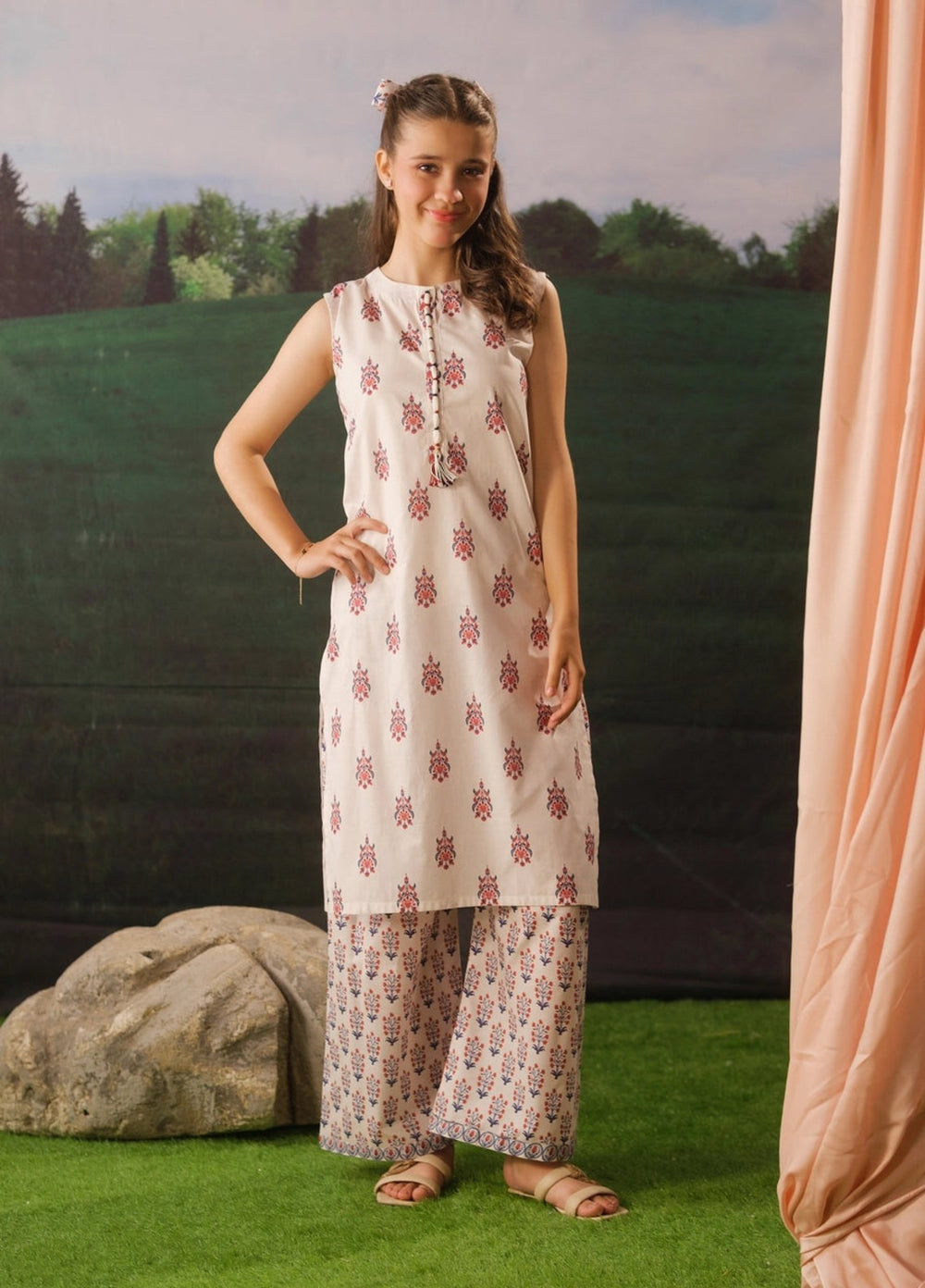 Sprinkles Girls RTW Printed Cotton 2 Piece Suit Pearl Flora Summer Collection