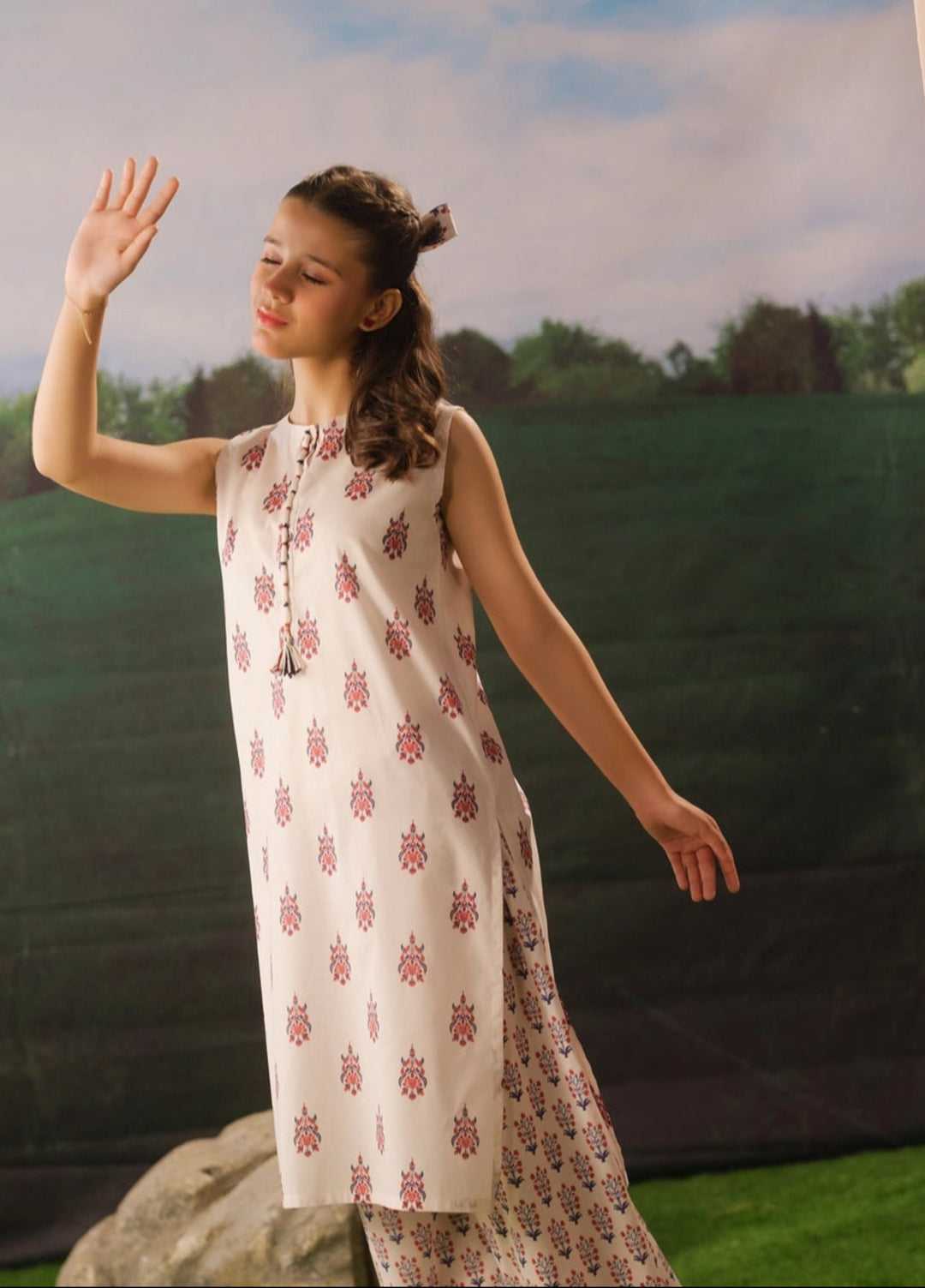 Sprinkles Girls RTW Printed Cotton 2 Piece Suit Pearl Flora Summer Collection