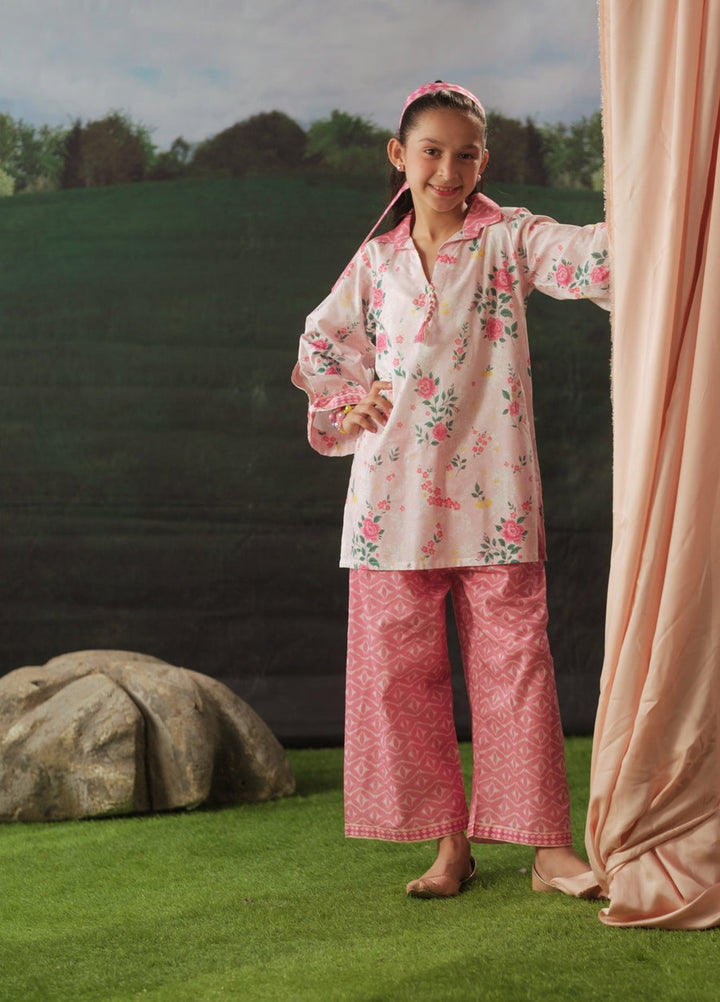 Sprinkles Girls RTW Printed Cotton 2 Piece Suit Pink Meadow Summer Collection