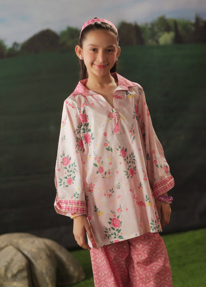 Sprinkles Girls RTW Printed Cotton 2 Piece Suit Pink Meadow Summer Collection