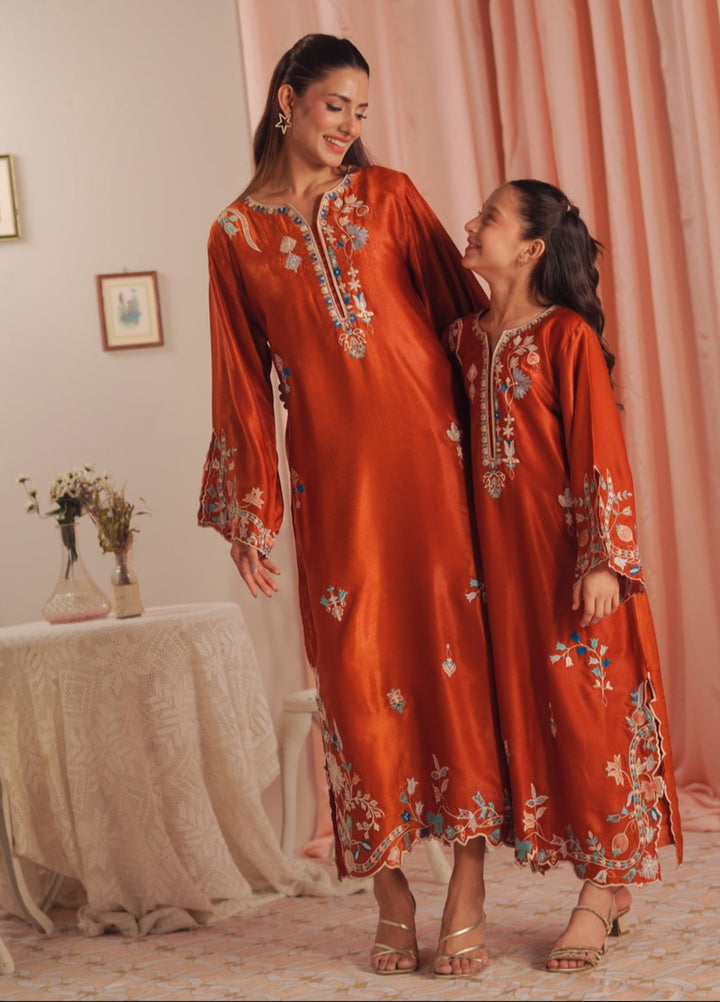 Sprinkles Girls RTW Embroidered Suede 1 Piece Suit Scarlet Rouge Kaftan Summer Collection