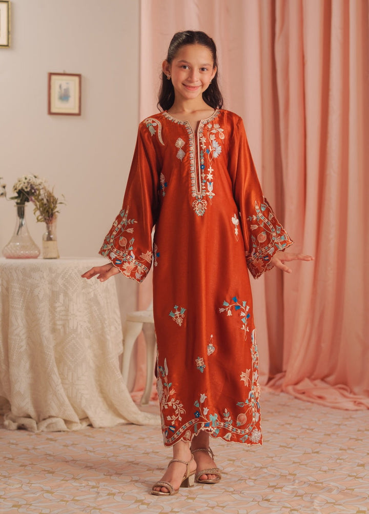 Sprinkles Girls RTW Embroidered Suede 1 Piece Suit Scarlet Rouge Kaftan Summer Collection