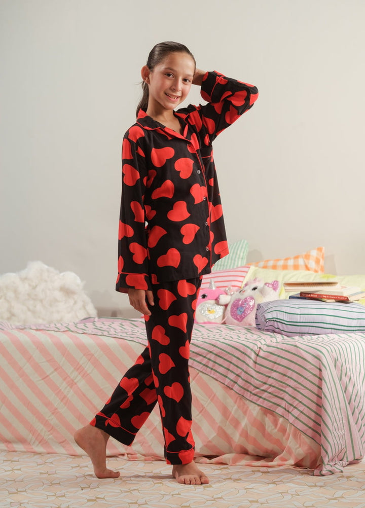 Sprinkles Girls RTW Printed Viscose 2 Piece Suit Midnight Hearts Summer Collection