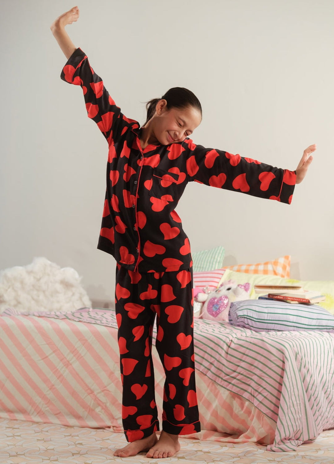 Sprinkles Girls RTW Printed Viscose 2 Piece Suit Midnight Hearts Summer Collection