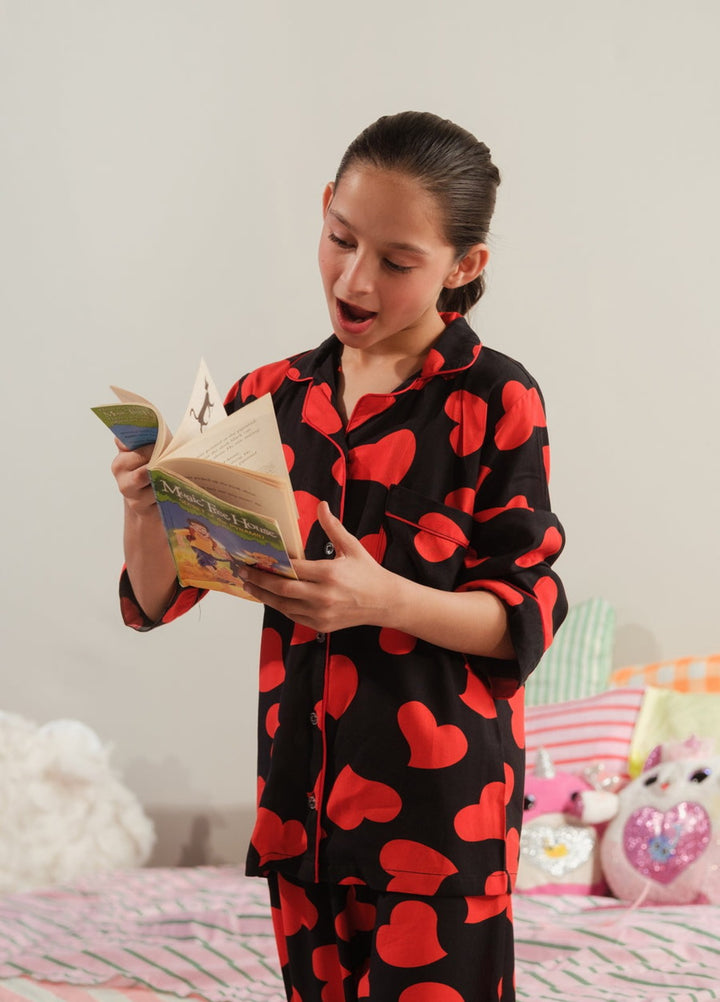 Sprinkles Girls RTW Printed Viscose 2 Piece Suit Midnight Hearts Summer Collection