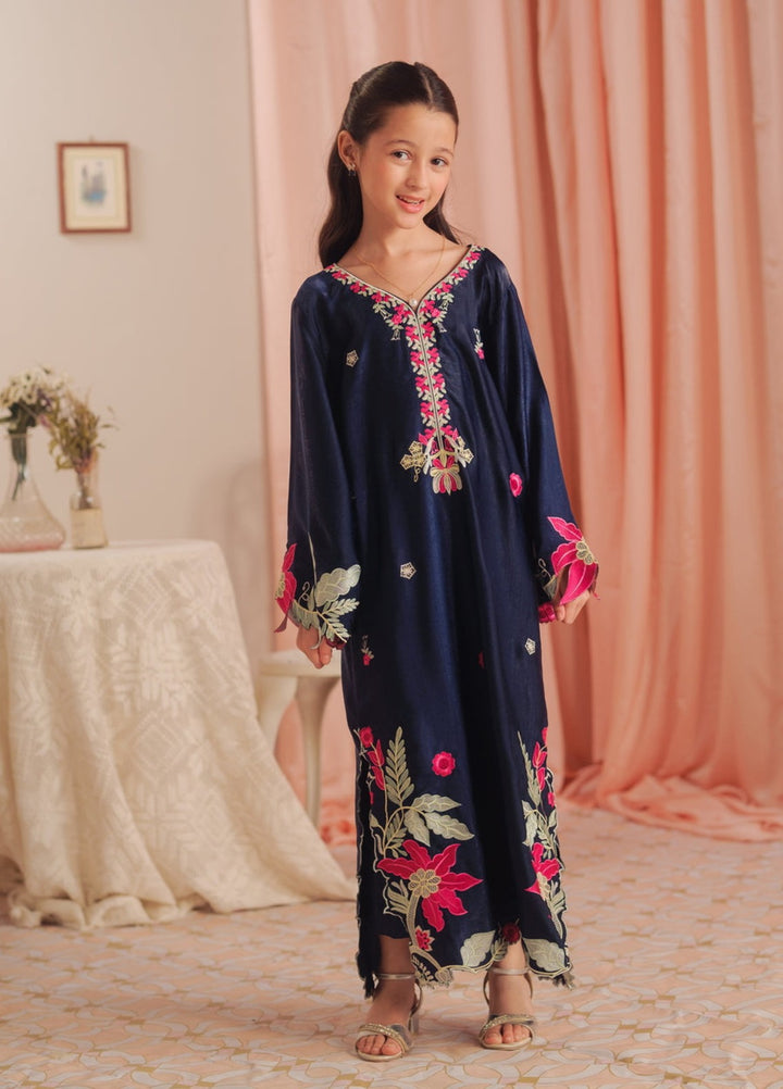 Sprinkles Girls RTW Embroidered Suede 1 Piece Suit Deep Petal Kaftan Summer Collection