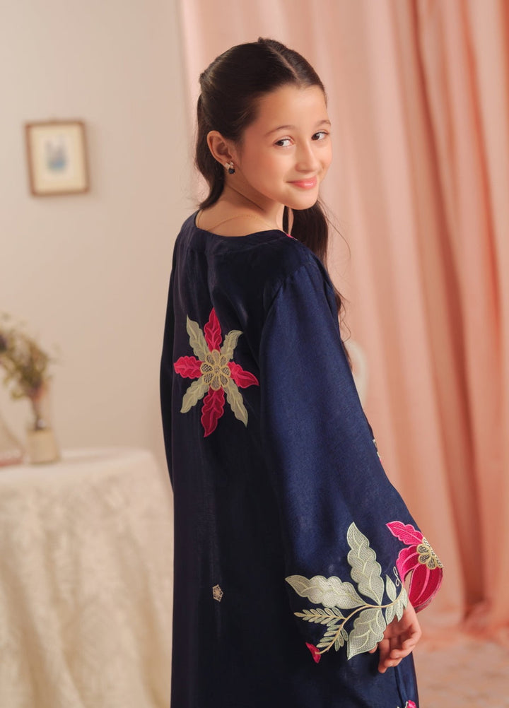 Sprinkles Girls RTW Embroidered Suede 1 Piece Suit Deep Petal Kaftan Summer Collection