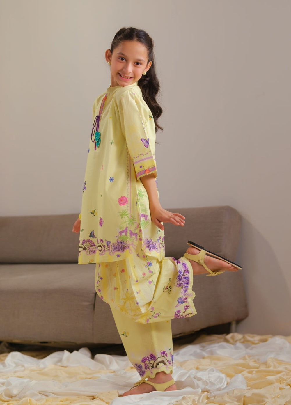 Sprinkles Girls RTW Printed Cotton 2 Piece Suit Yellow Radiance Summer Collection