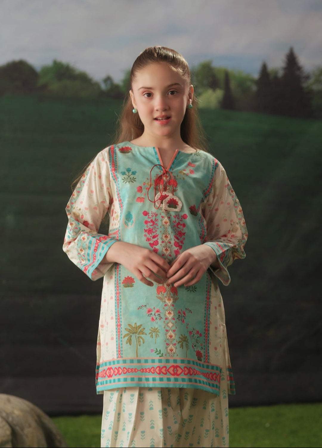 Sprinkles Girls RTW Printed Cotton 2 Piece Suit Serene Jewel Summer Collection
