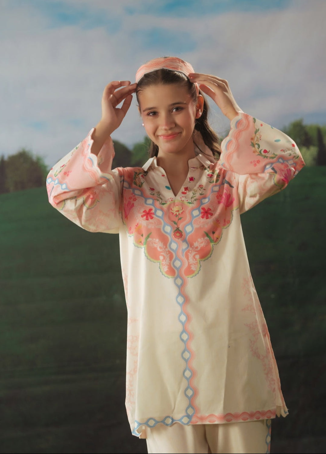Sprinkles Girls RTW Printed Cotton 2 Piece Suit Rose Mist Summer Collection
