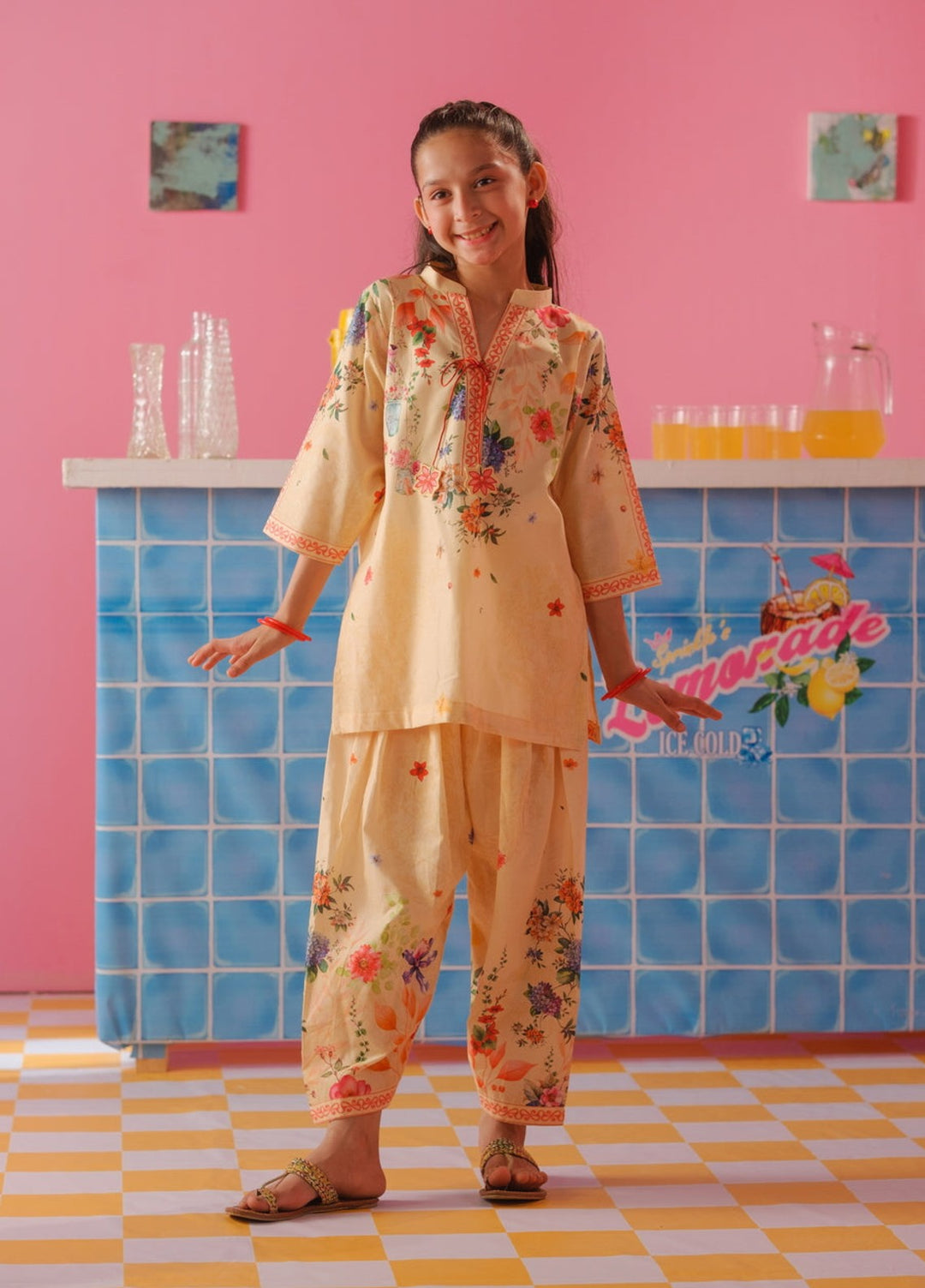 Sprinkles Girls RTW Printed Cotton 2 Piece Suit Sunlit Bloom Summer Collection