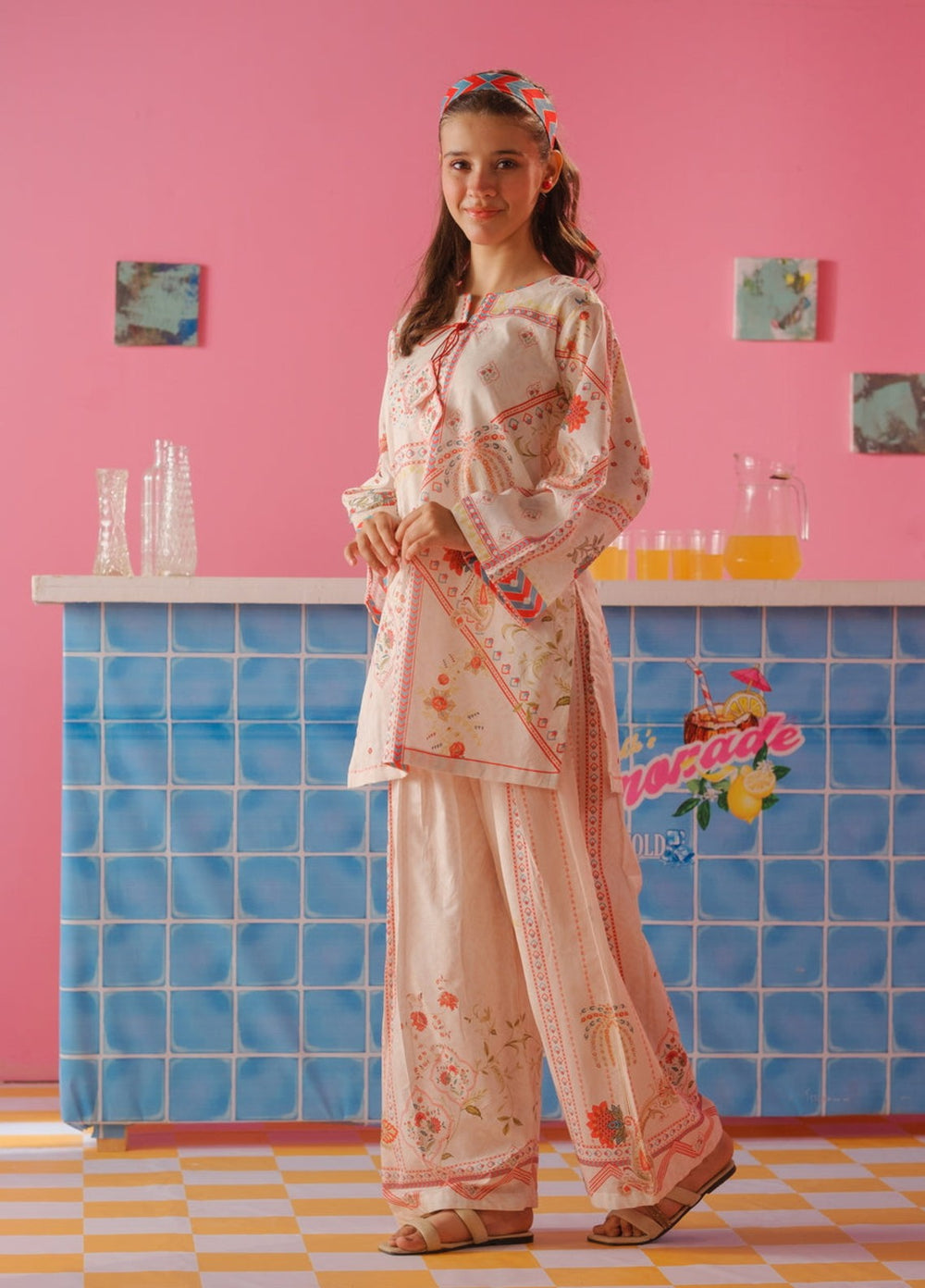 Sprinkles Girls RTW Printed Cotton 2 Piece Suit Amber Glow Summer Collection