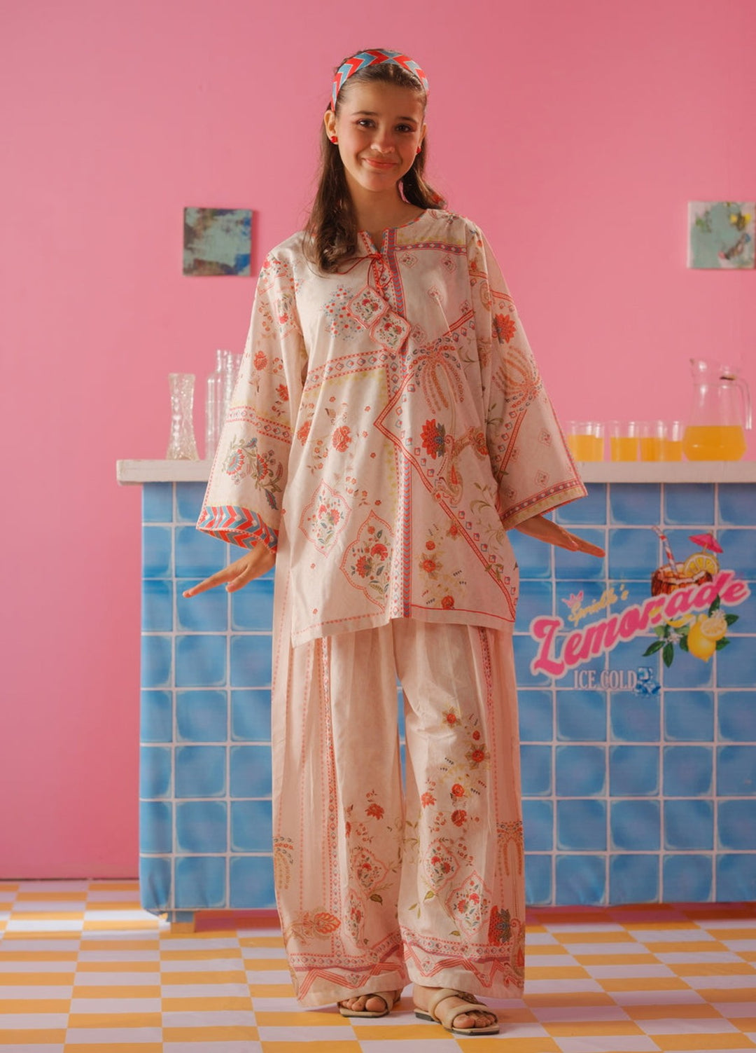 Sprinkles Girls RTW Printed Cotton 2 Piece Suit Amber Glow Summer Collection