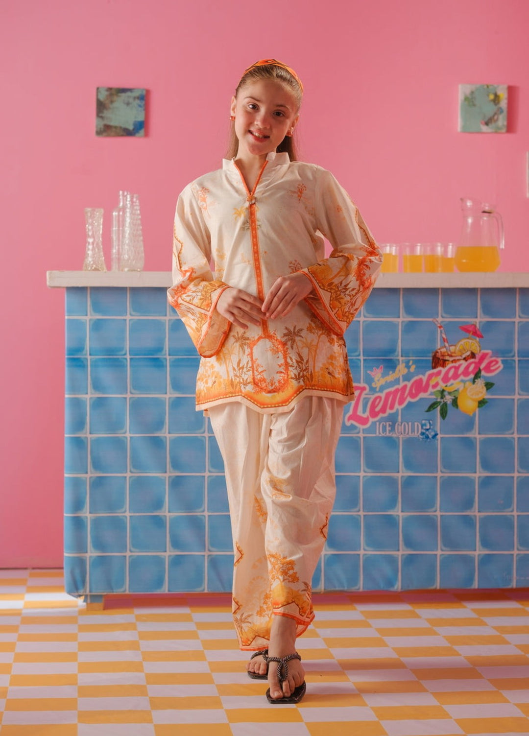 Sprinkles Girls RTW Printed Cotton 2 Piece Suit Saffron Summer Collection
