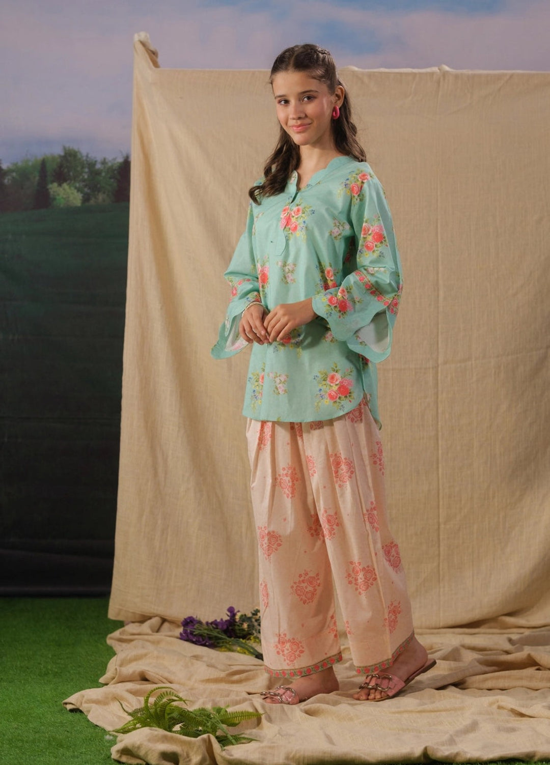 Sprinkles Girls RTW Printed Cotton 2 Piece Suit Garden Blush Summer Collection