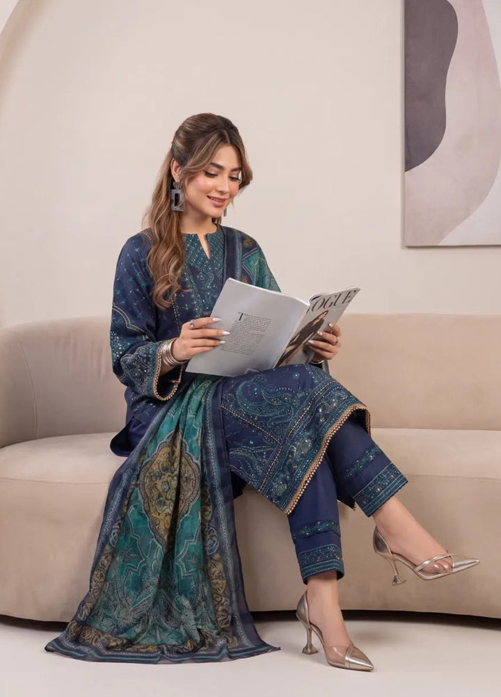 Salitex Women RTW Embroidered Cotton Net 3 Piece Suit SPL3PEF122 Casual Collection