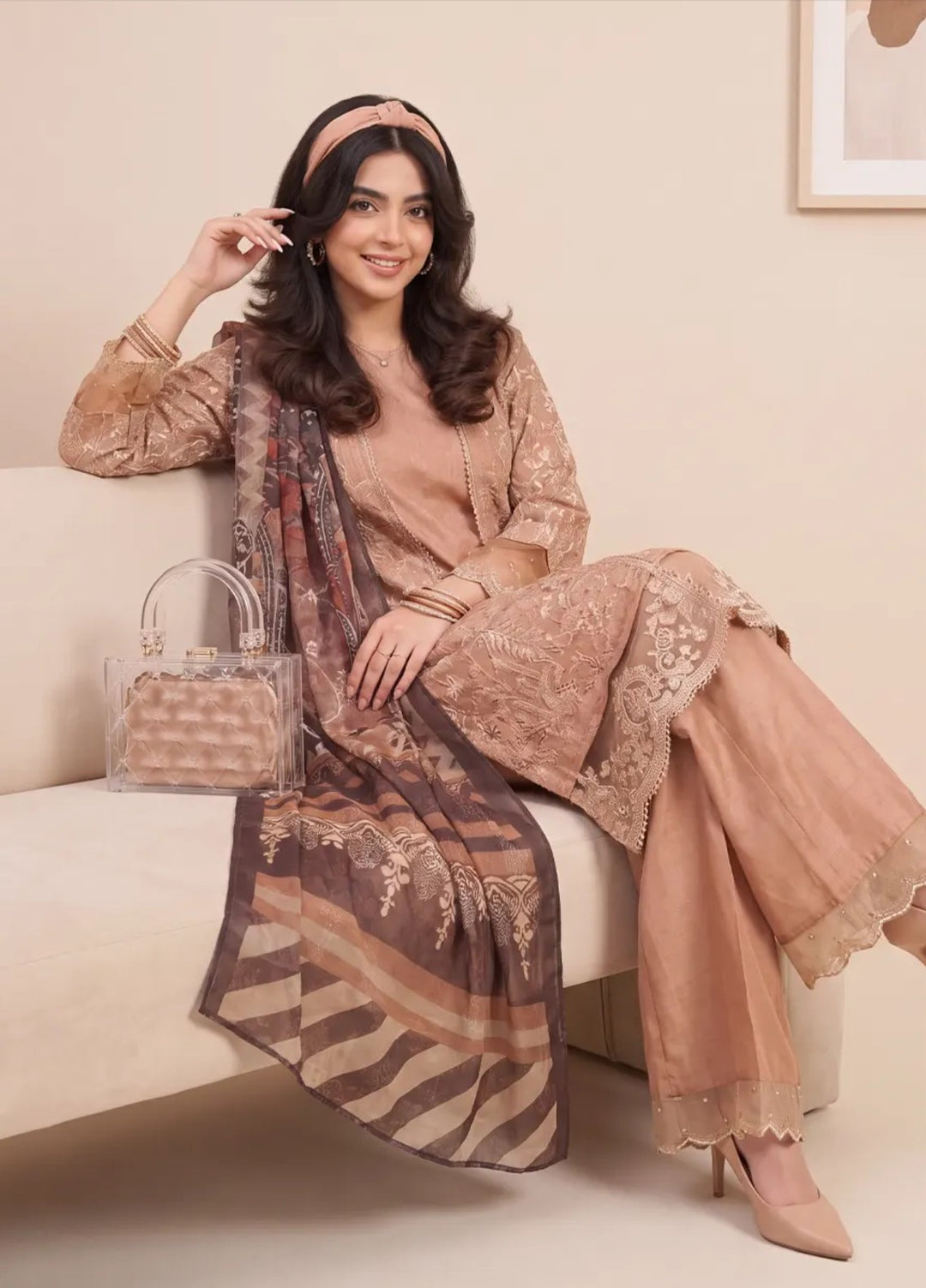 Salitex Women RTW Embroidered Cotton Net 3 Piece Suit SPL3PEF124 Casual Collection