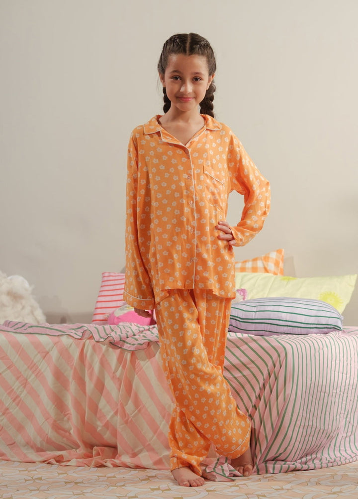 Sprinkles Girls RTW Printed Boski Linen 2 Piece Suit Tangerine Dream Summer Collection