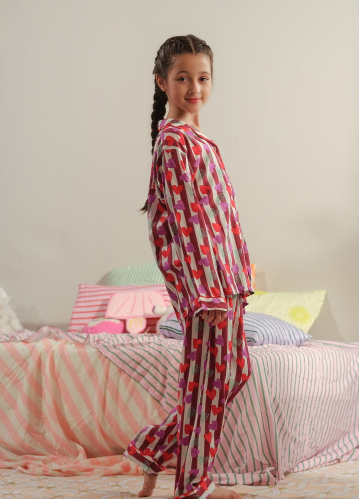 Sprinkles Girls RTW Printed Boski Linen 2 Piece Suit Heartstrings Charm Summer Collection