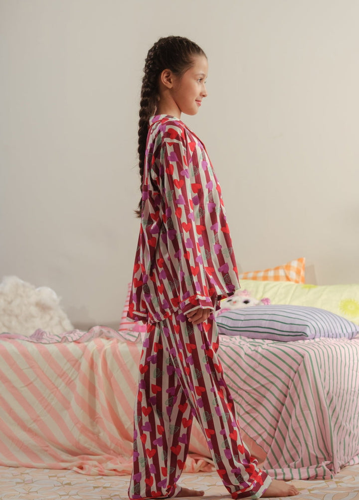 Sprinkles Girls RTW Printed Boski Linen 2 Piece Suit Heartstrings Charm Summer Collection
