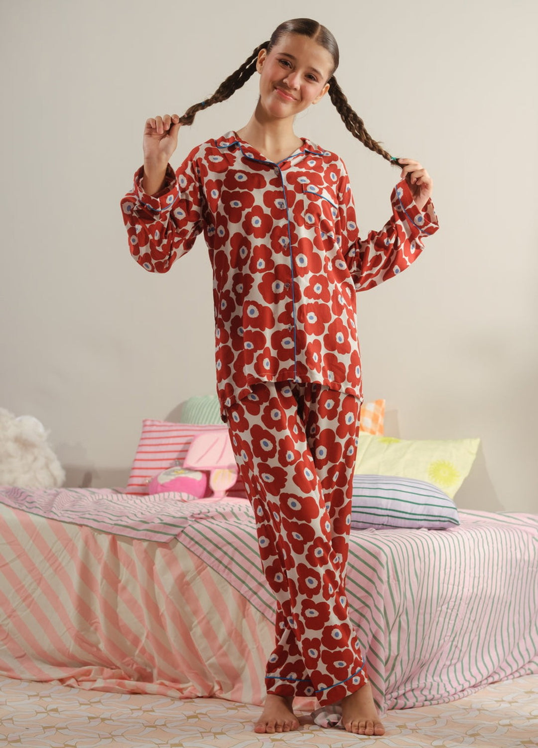Sprinkles Girls RTW Printed Boski Linen 2 Piece Suit Crimson Symphony Summer Collection