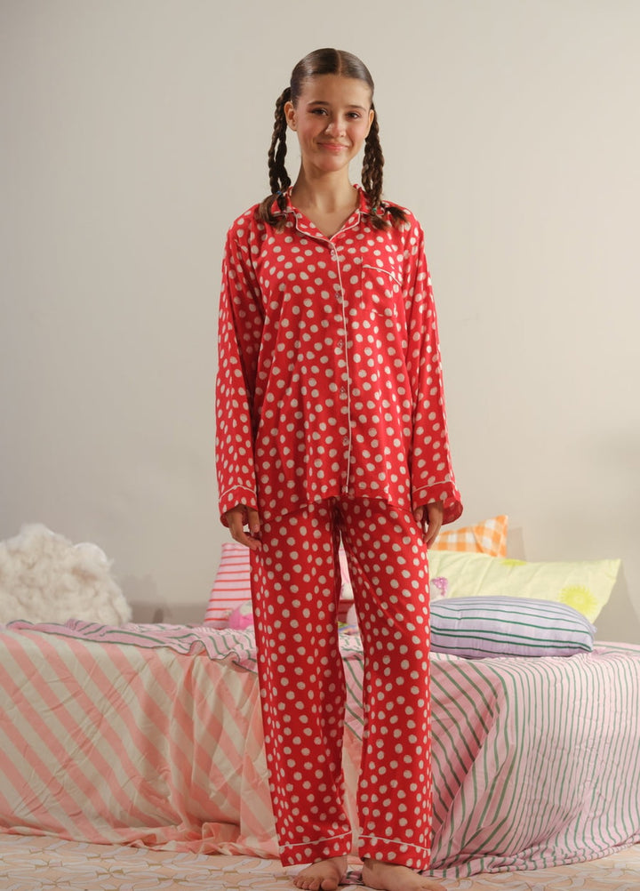 Sprinkles Girls RTW Printed Boski Linen 2 Piece Suit Red Eclipse Summer Collection