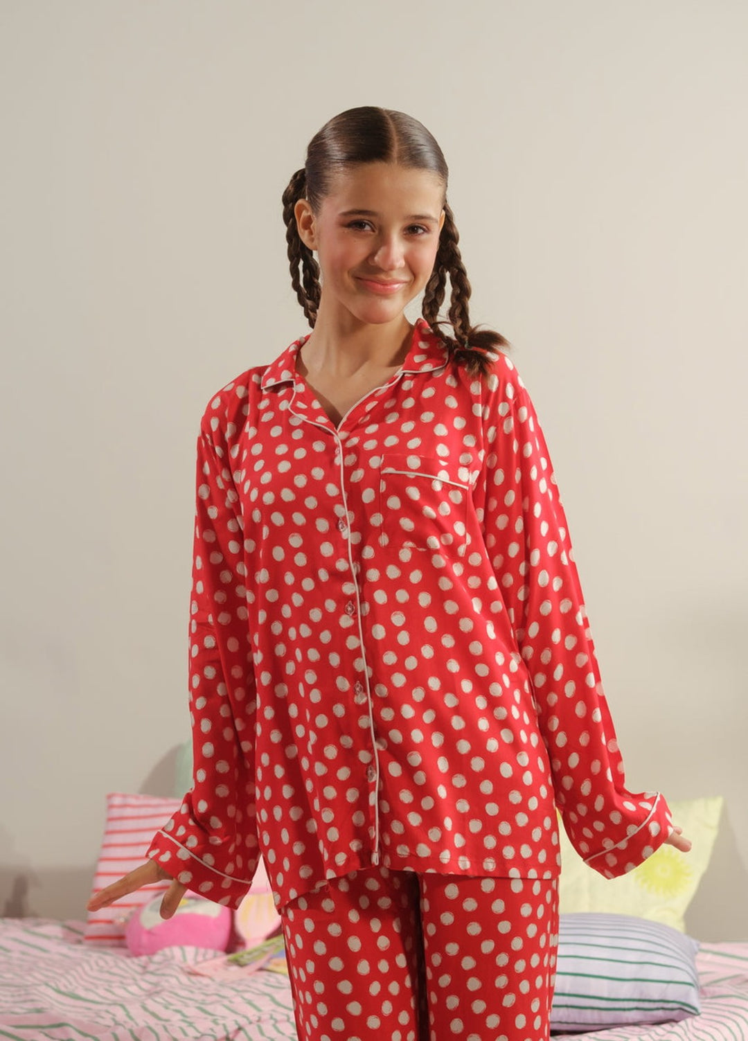 Sprinkles Girls RTW Printed Boski Linen 2 Piece Suit Red Eclipse Summer Collection