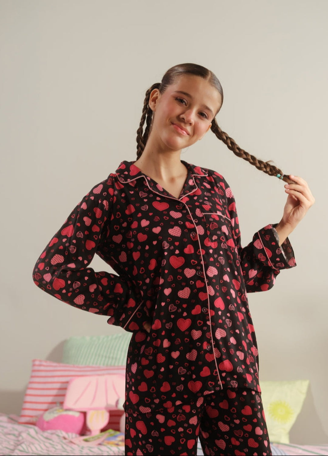 Sprinkles Girls RTW Printed Boski Linen 2 Piece Suit Velvet Hearts Summer Collection